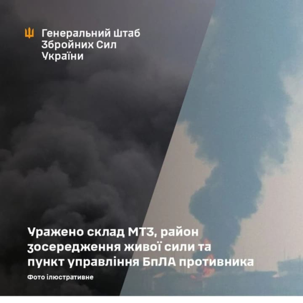 Українські захисники вразили базу МТЗ, командний пункт дронів та позиції російських військ.